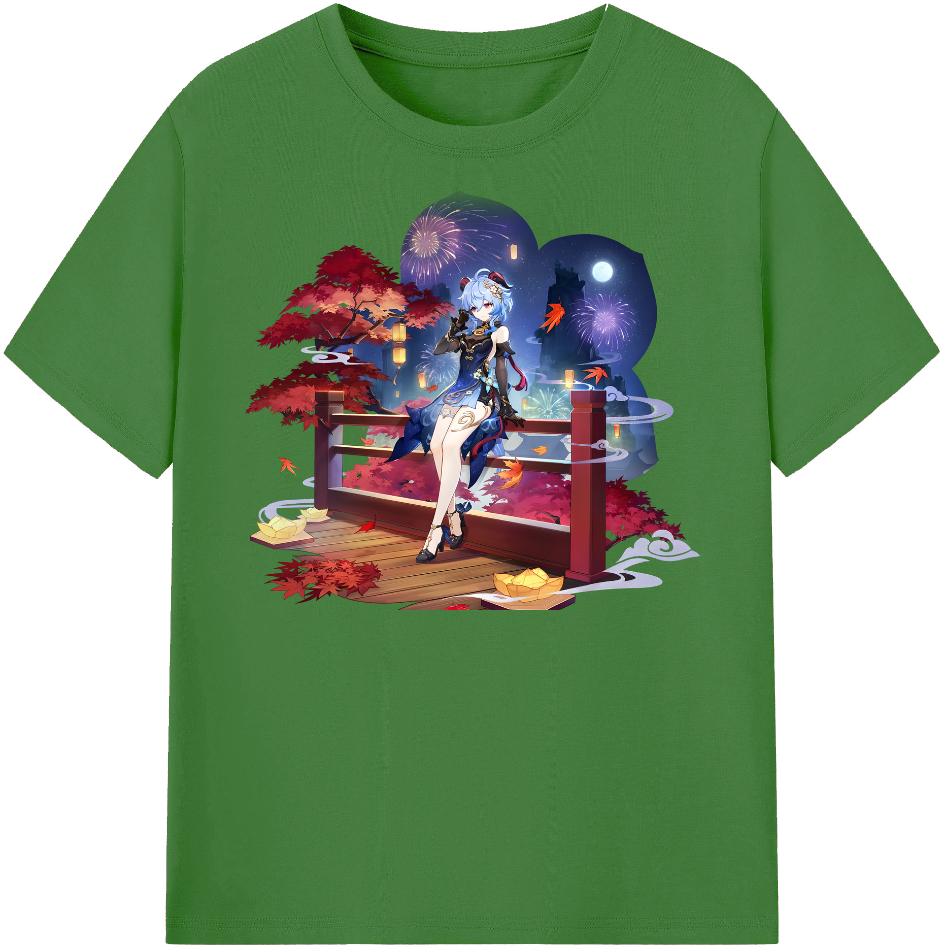 げんし神 甘雨 かんう genshin Ganyu レディースカジュアルプリントTシャツ（綿100％）